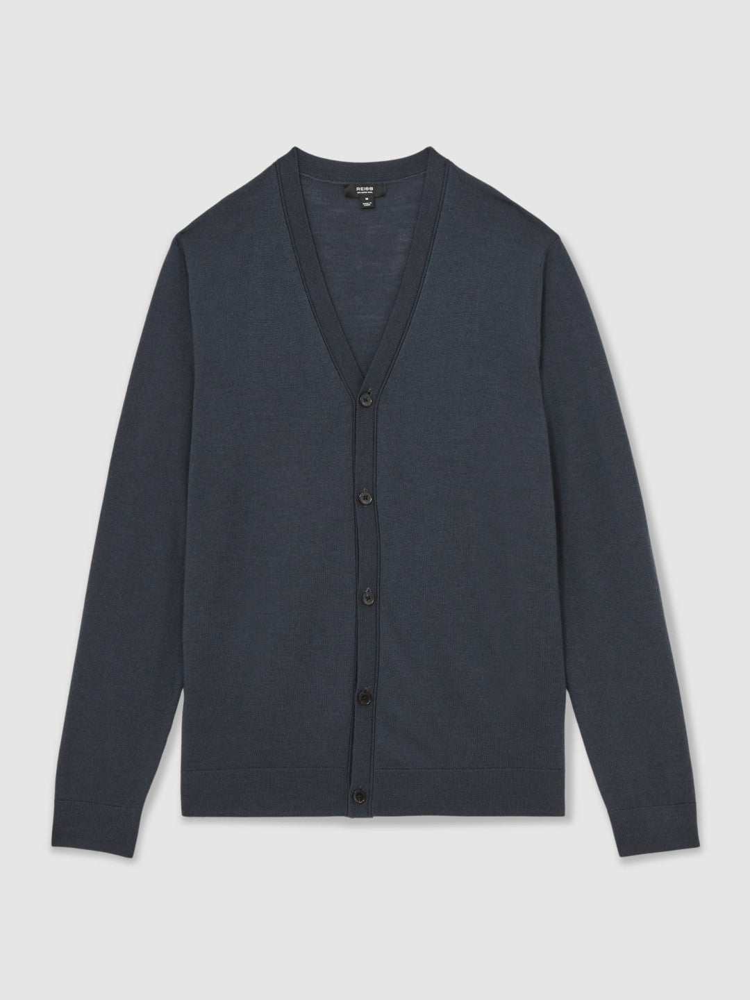 Merino Wool Button-Through Cardigan in Midnight Navy Men | Reiss
