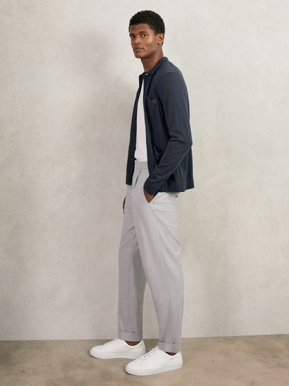 Merino Wool Button-Through Shirt in Midnight Navy Men | Reiss