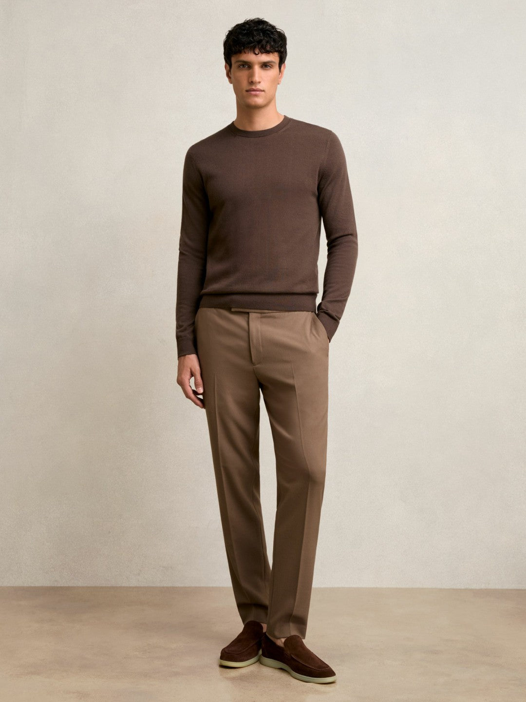 Slim-Fit Internal-Drawstring Trousers in Camel Men | Reiss
