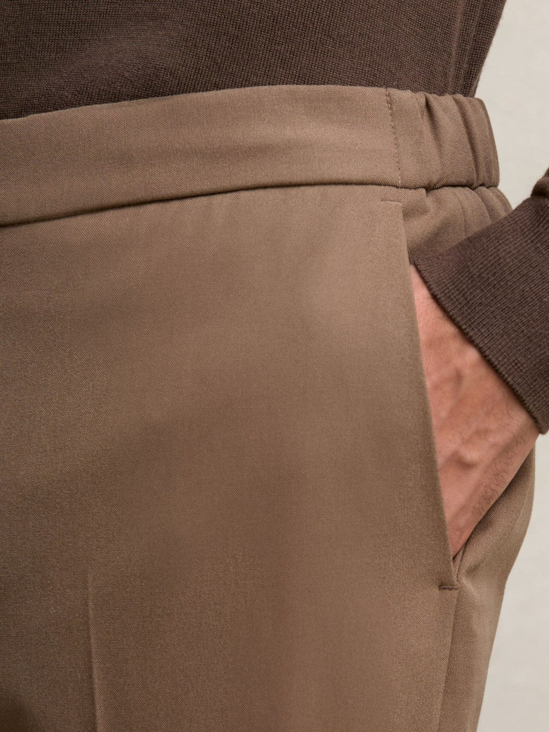 Slim-Fit Internal-Drawstring Trousers in Camel Men | Reiss