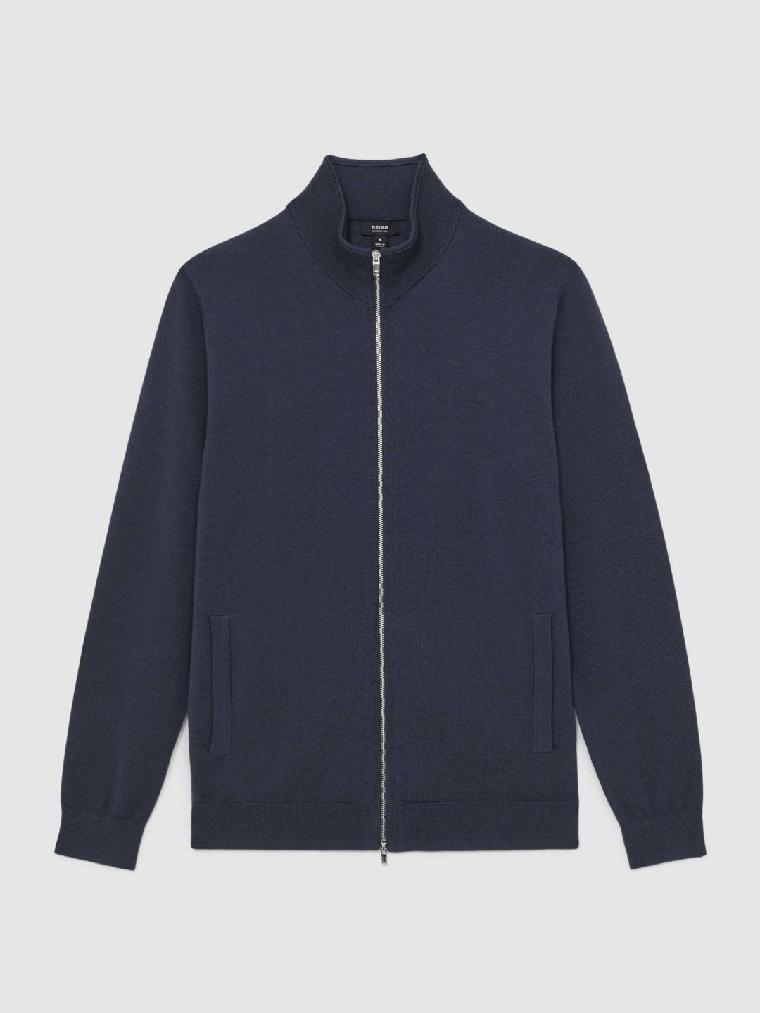 Merino Wool Zip Through Cardigan in Midnight Navy Men | Reiss