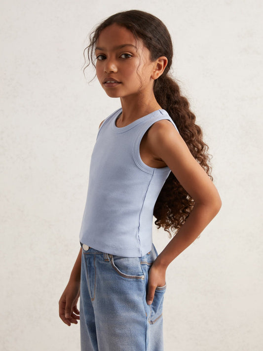 9-13 yrs Stretch-Cotton Ribbed Vest in Blue Children & Baby | Reiss
