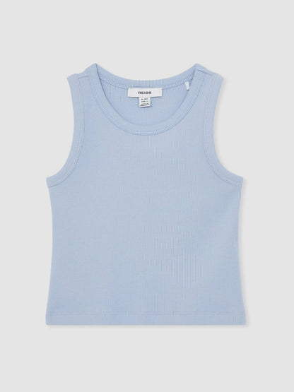 9-13 yrs Stretch-Cotton Ribbed Vest in Blue Children & Baby | Reiss