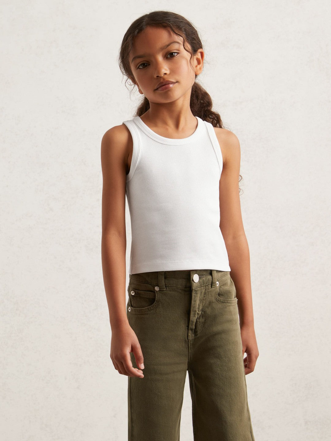 3-9 yrs Stretch-Cotton Ribbed Vest in Ivory Children & Baby | Reiss