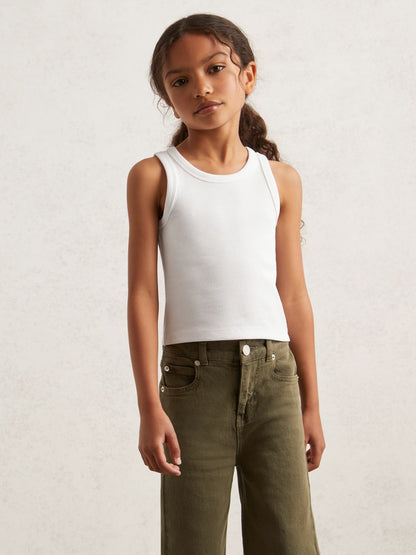3-9 yrs Stretch-Cotton Ribbed Vest in Ivory Children & Baby | Reiss