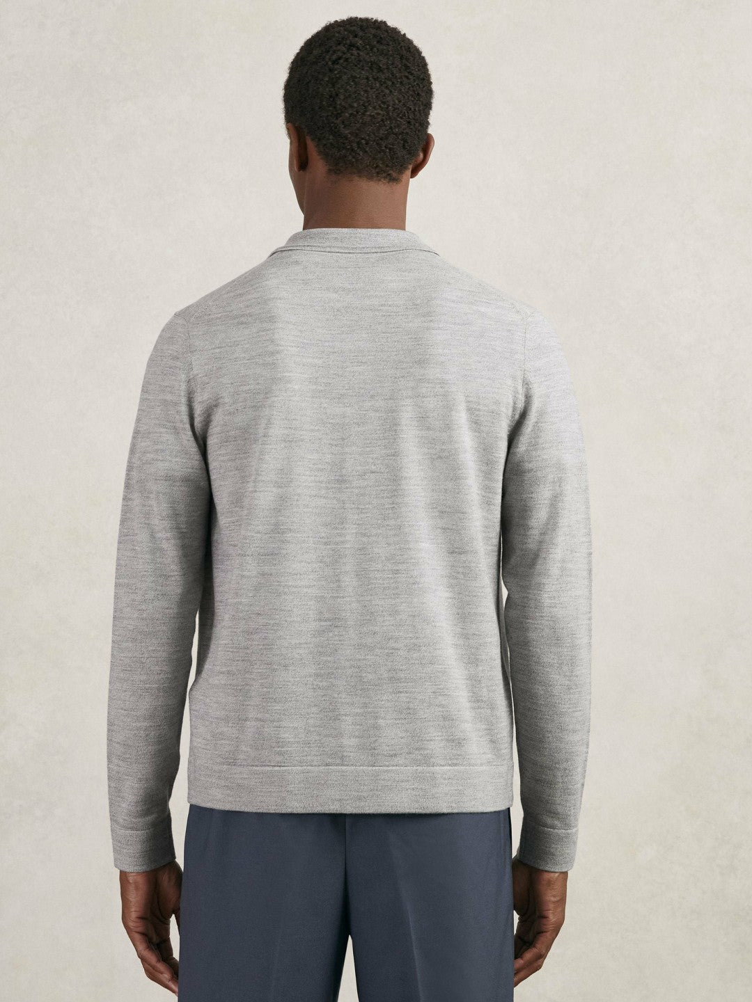 Merino Wool Button-Through Shirt in Soft Grey Mouline Men | Reiss