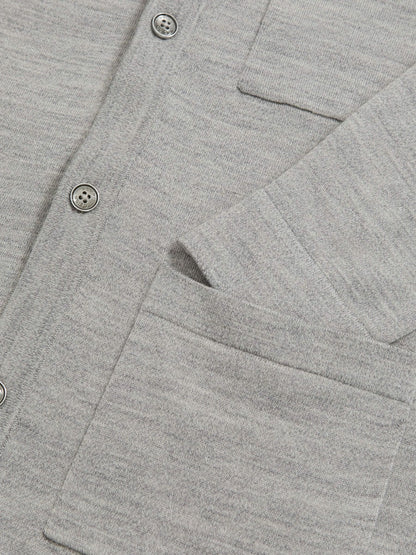 Merino Wool Button-Through Shirt in Soft Grey Mouline Men | Reiss