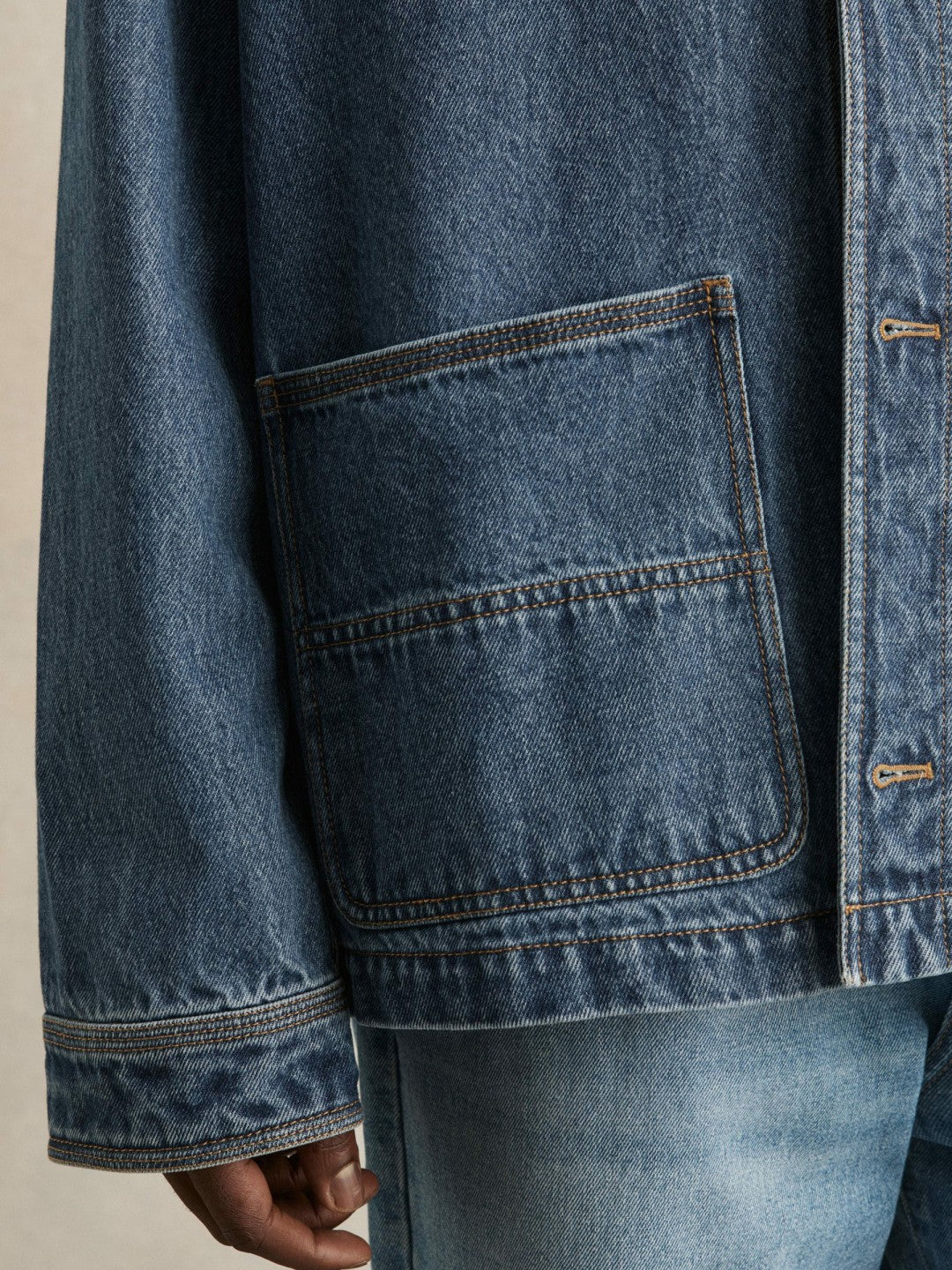 Corduroy Collar Denim Worker Jacket in Denim Blue Men | Reiss