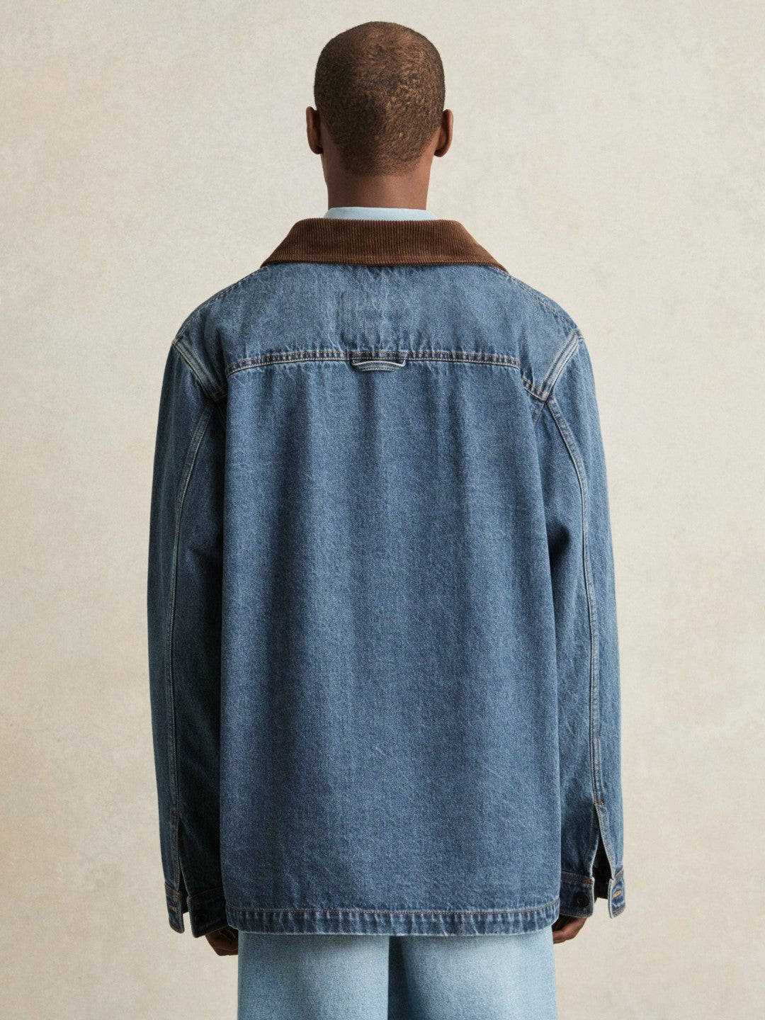 Corduroy Collar Denim Worker Jacket in Denim Blue Men | Reiss