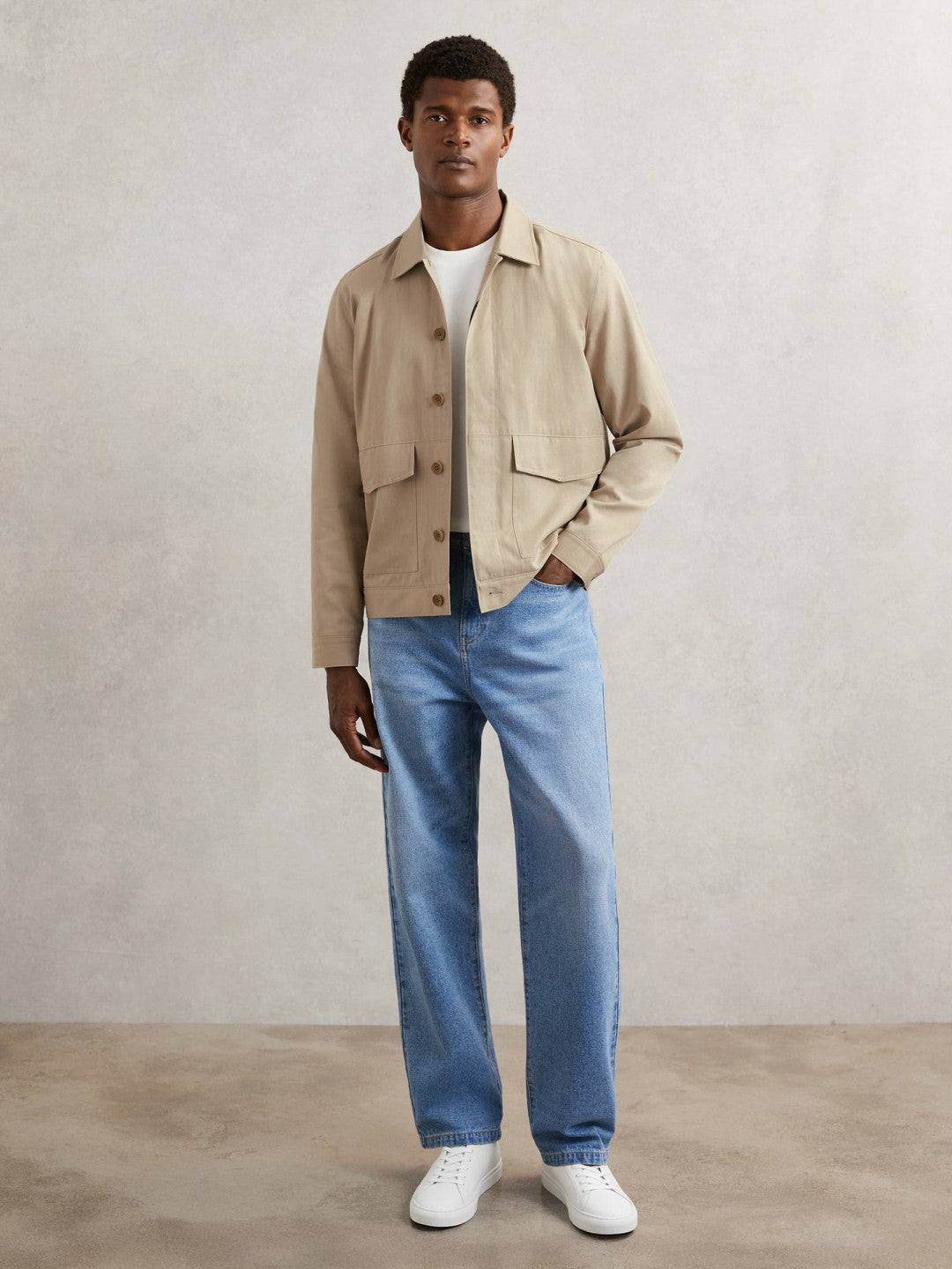 Paige Flap Pocket Worker Jacket in Beige Men | Reiss