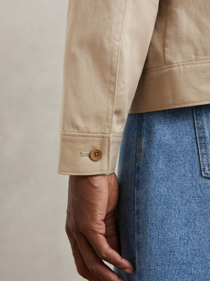 Paige Flap Pocket Worker Jacket in Beige Men | Reiss