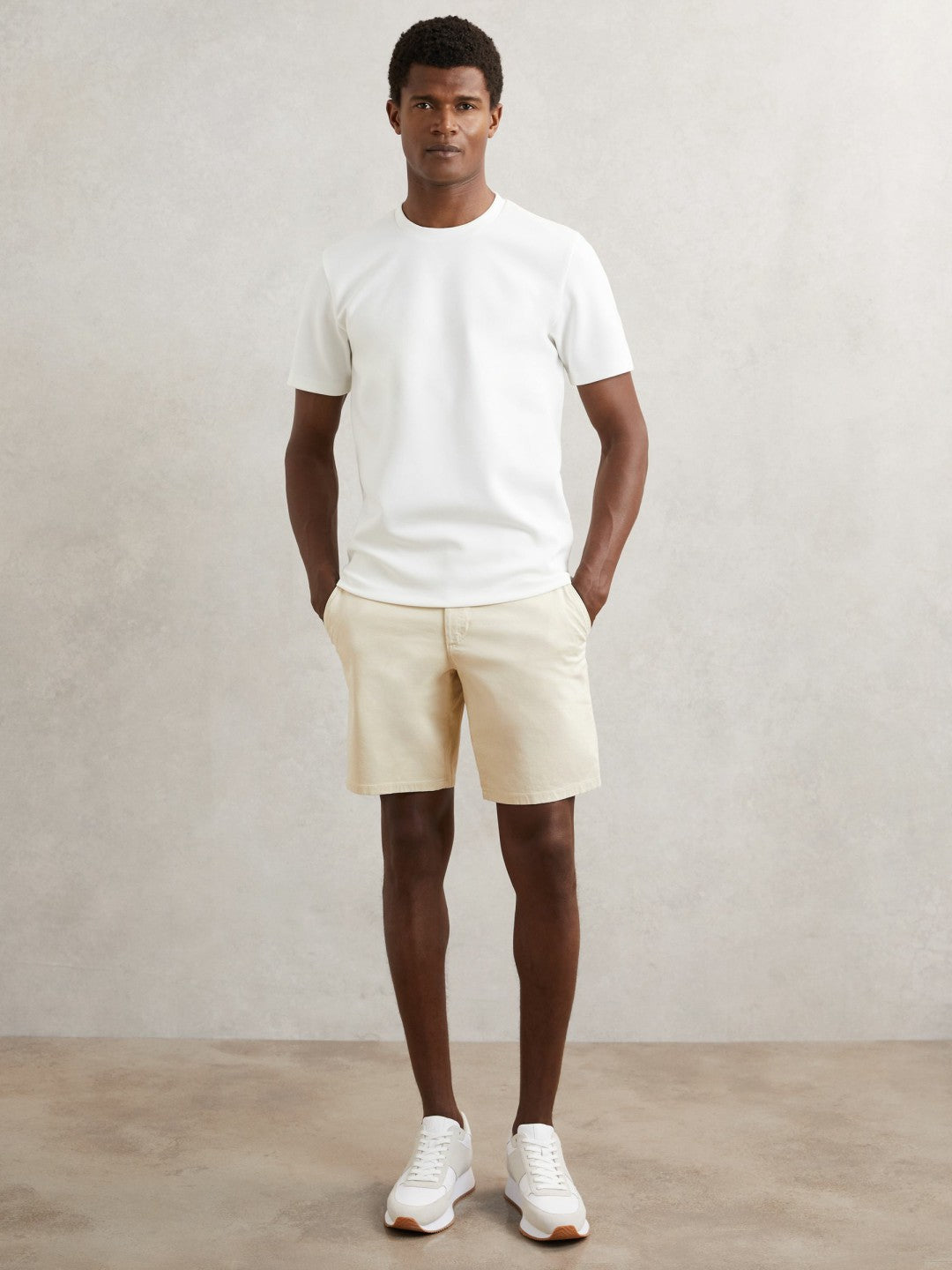 Paige Cotton Chino Shorts with Stretch in Cream Men | Reiss