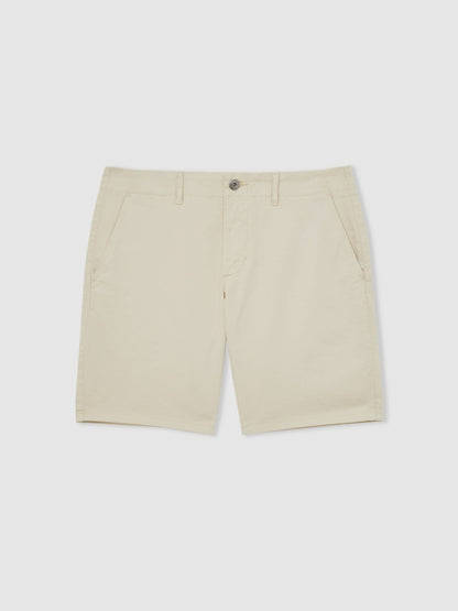 Paige Cotton Chino Shorts with Stretch in Cream Men | Reiss