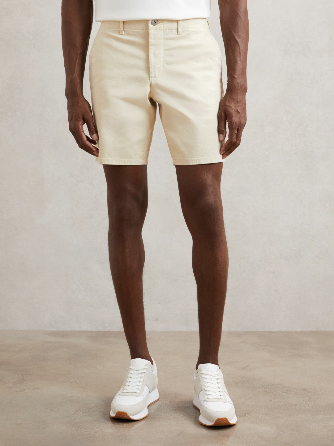 Paige Cotton Chino Shorts with Stretch in Cream Men | Reiss
