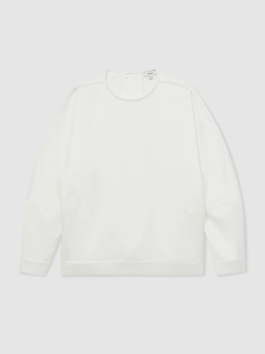 Satin Button-Back Long-Sleeve Top in Ivory Women | Reiss