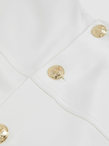 Satin Button-Back Long-Sleeve Top in Ivory Women | Reiss