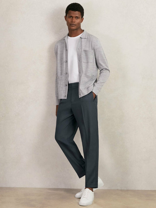 Relaxed-Fit Pleated Tapered Trousers in Steel Blue Men | Reiss