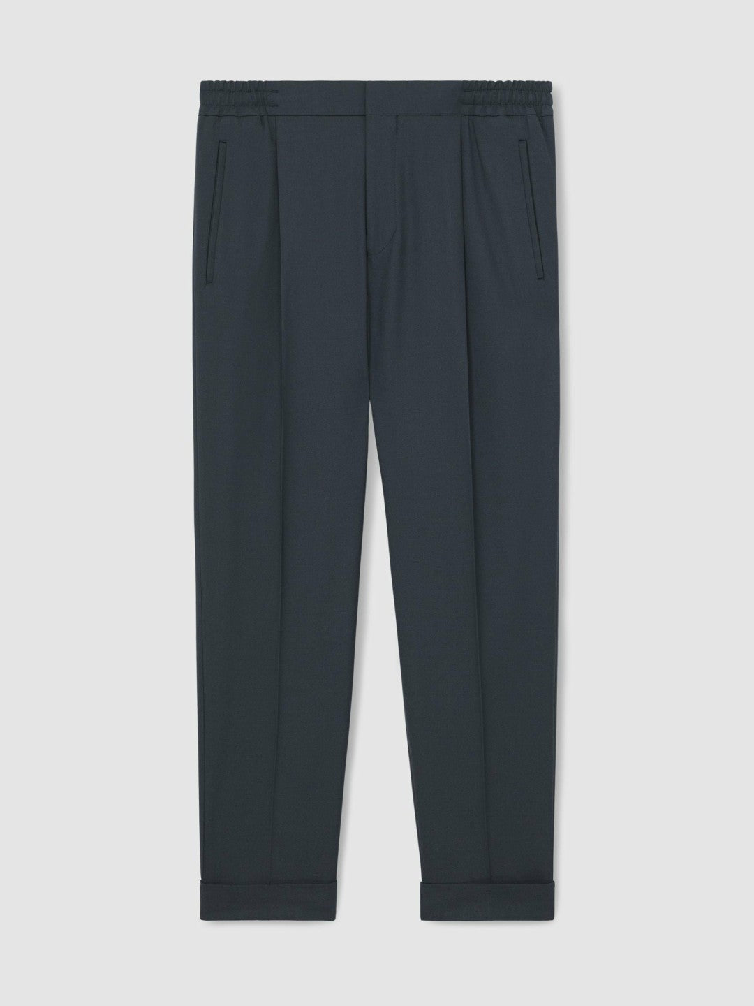 Relaxed-Fit Pleated Tapered Trousers in Steel Blue Men | Reiss