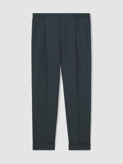 Relaxed-Fit Pleated Tapered Trousers in Steel Blue Men | Reiss