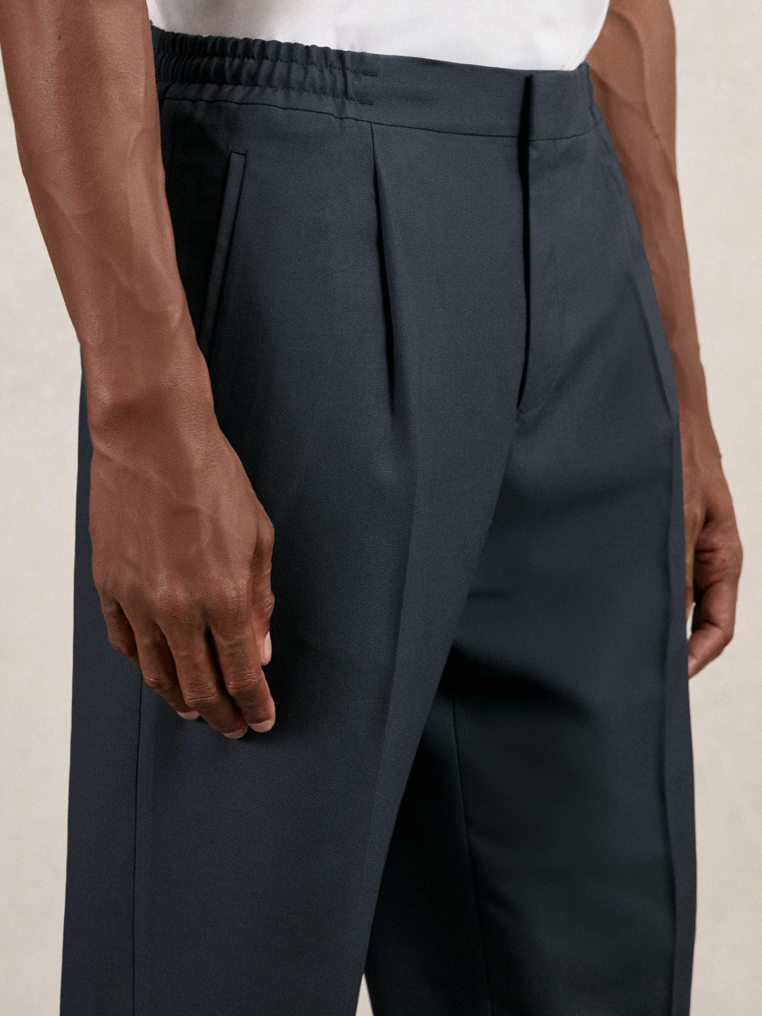 Relaxed-Fit Pleated Tapered Trousers in Steel Blue Men | Reiss