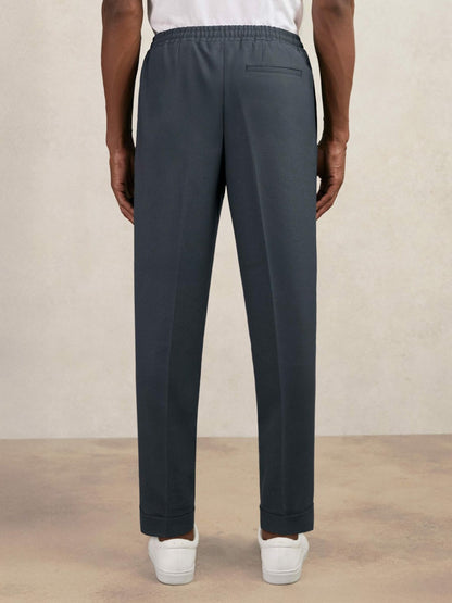 Relaxed-Fit Pleated Tapered Trousers in Steel Blue Men | Reiss