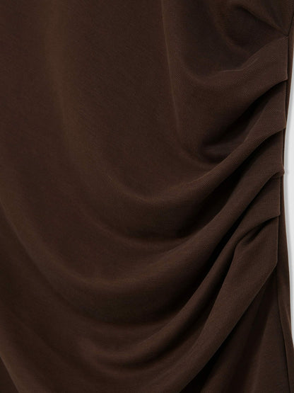 Jersey Ruched Racer Midi Dress in Chocolate Brown Women | Reiss