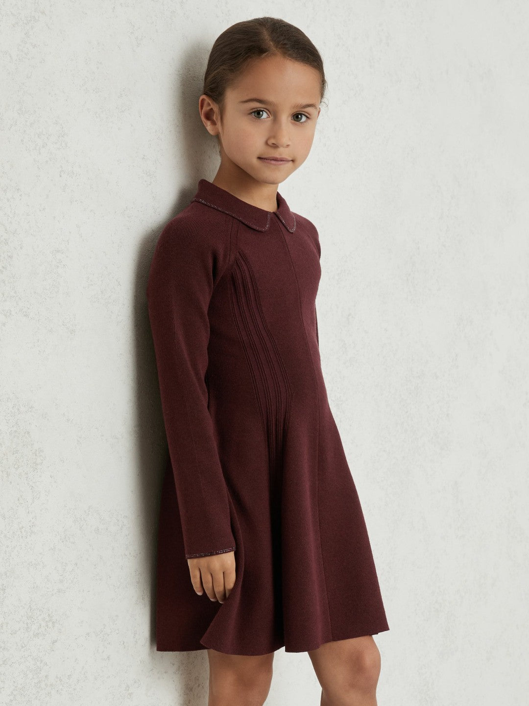 3-9 yrs Embellished Collar Knitted Dress in Berry Children & Baby | Reiss