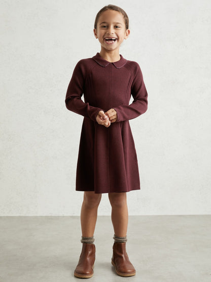 3-9 yrs Embellished Collar Knitted Dress in Berry Children & Baby | Reiss