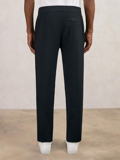 Tapered Knitted Trousers in Navy Men | Reiss