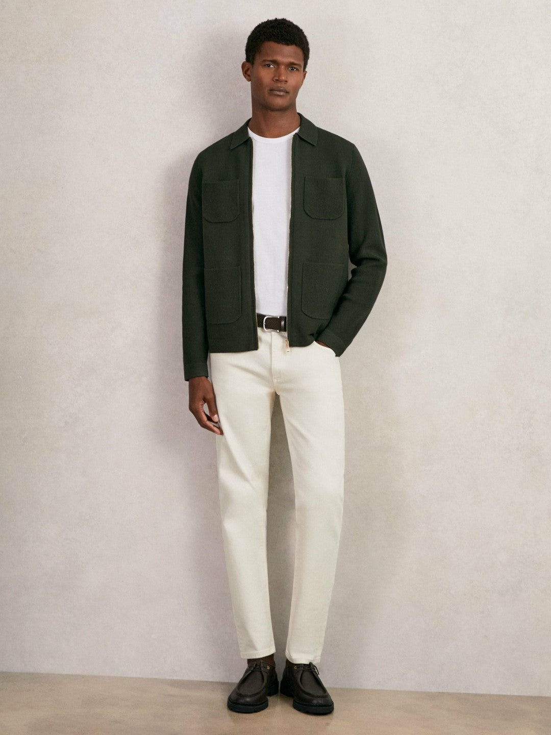 Four-Pocket Zip-Through Cardigan in Forest Green Men | Reiss