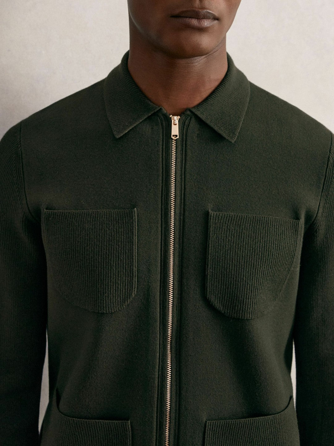 Four-Pocket Zip-Through Cardigan in Forest Green Men | Reiss