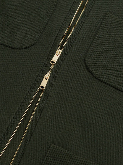 Four-Pocket Zip-Through Cardigan in Forest Green Men | Reiss