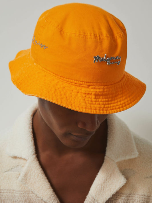 Unisex Fit McLaren Racing Cotton Bucket Hat in Papaya Orange Men | Reiss