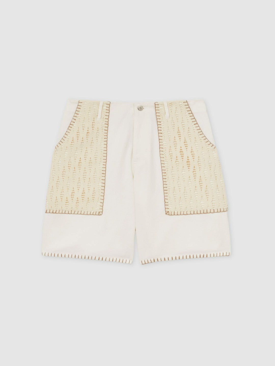 | Tom Daley Crochet Denim Shorts in Off White Men | Reiss