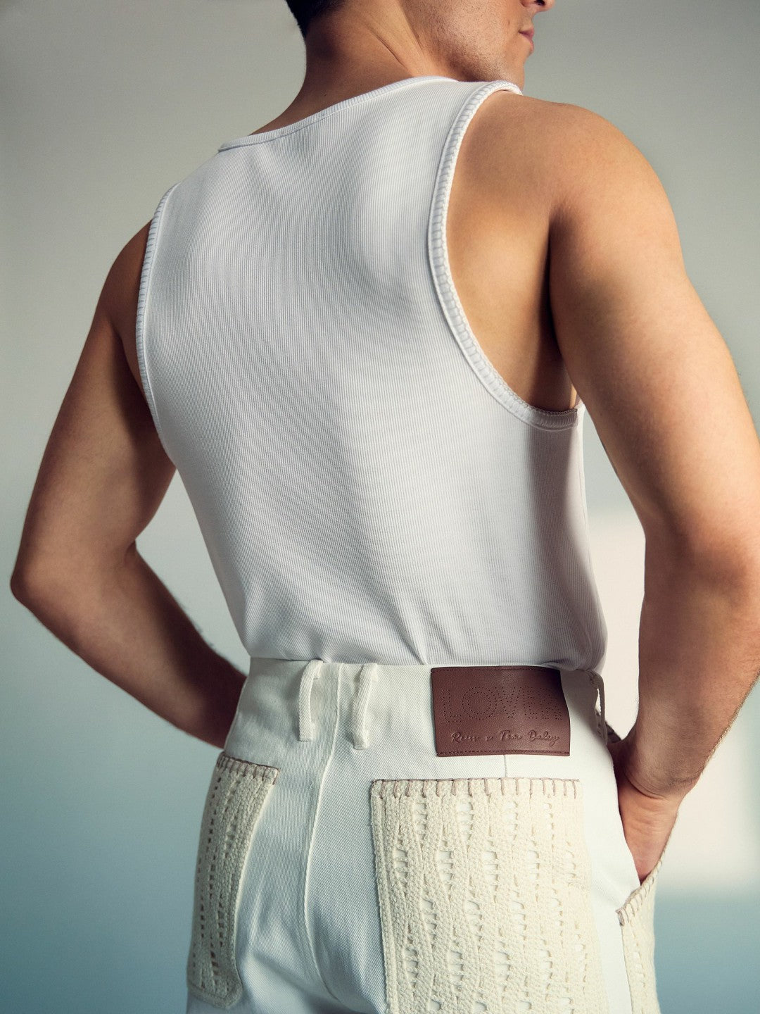 | Tom Daley Crochet Denim Shorts in Off White Men | Reiss