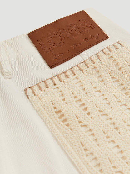 | Tom Daley Crochet Denim Shorts in Off White Men | Reiss