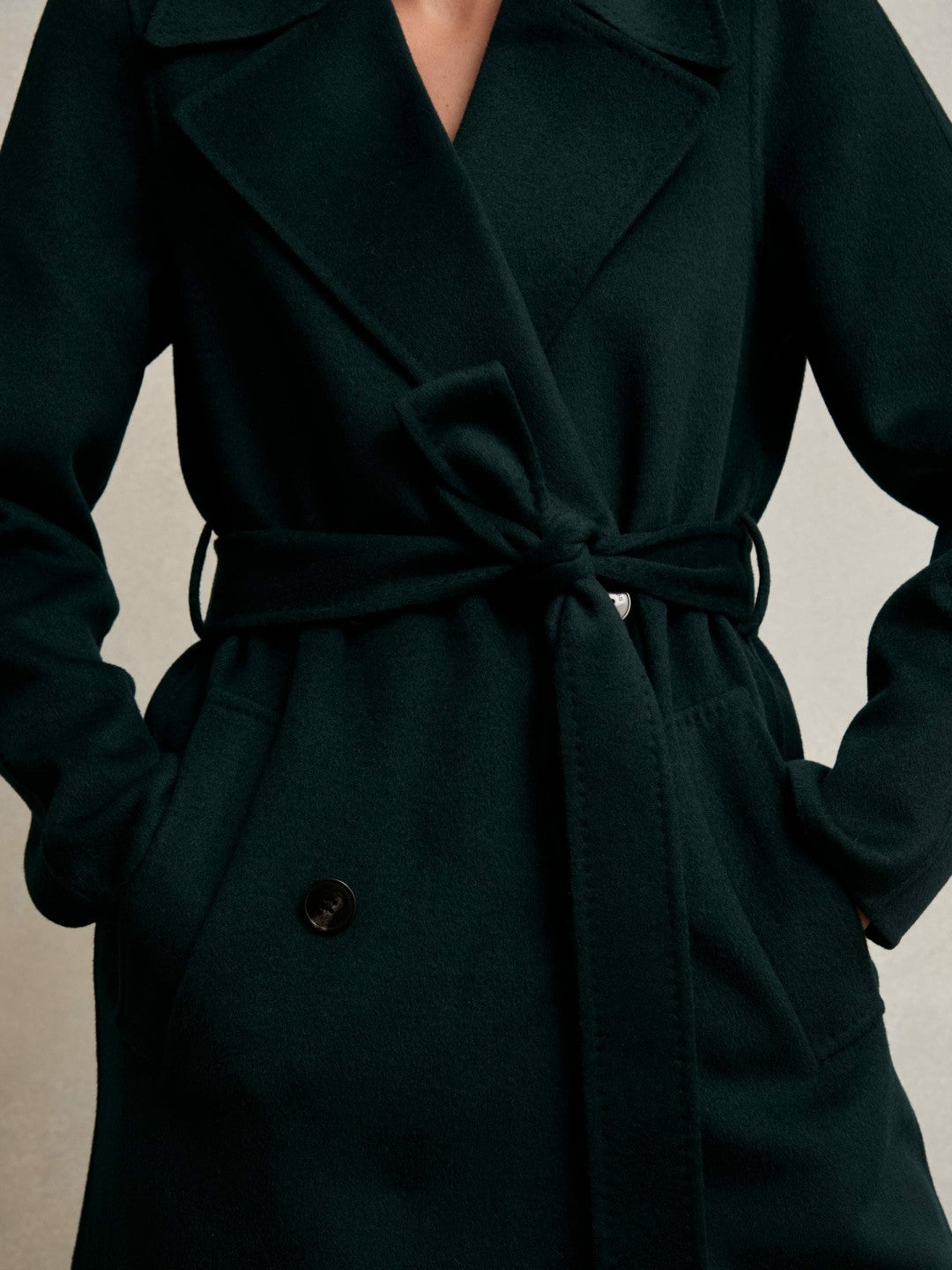 Petite Double-Breasted Blindseam Coat Wool-Blend in Green Women | Reiss