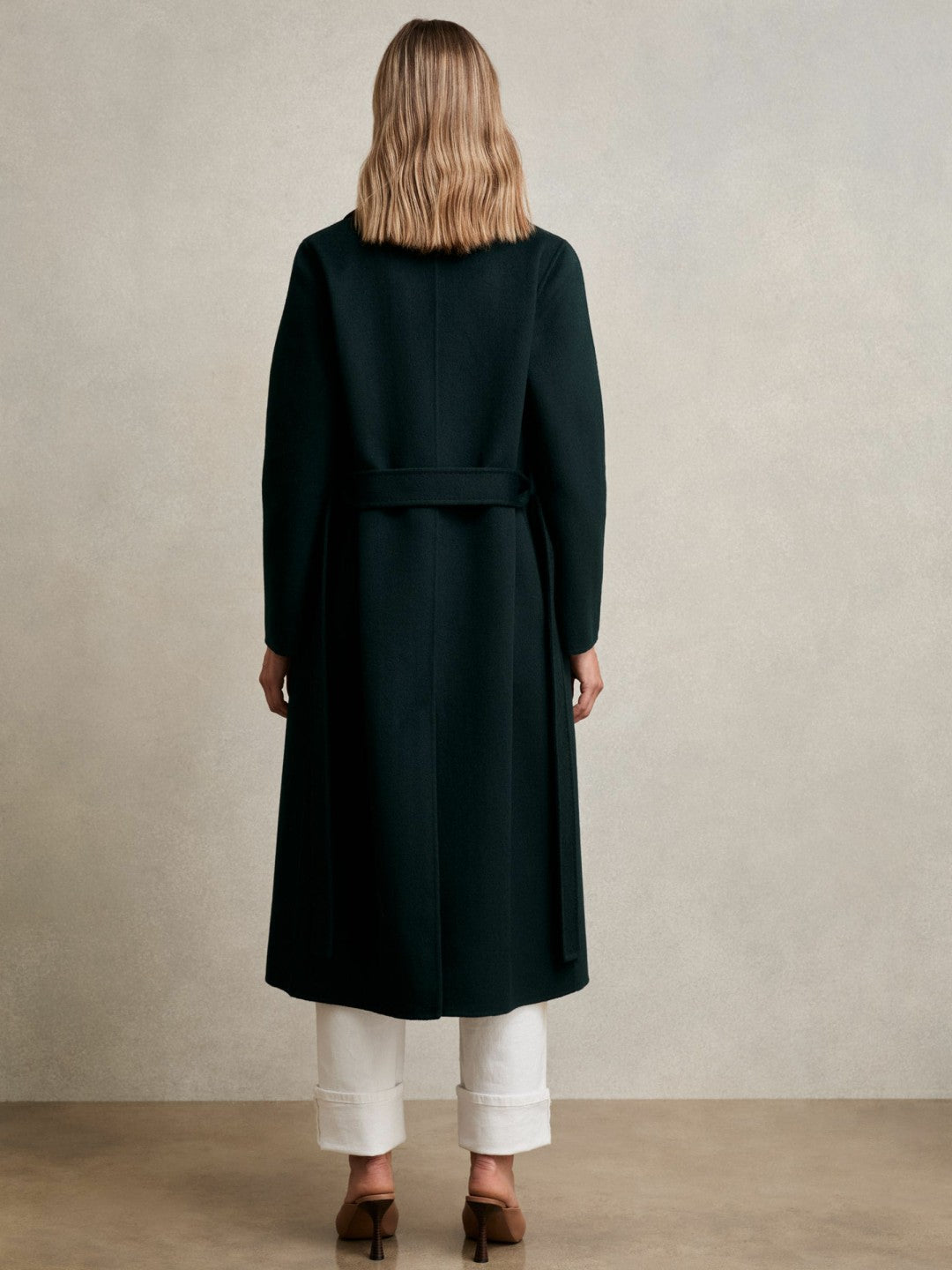 Petite Double-Breasted Blindseam Coat Wool-Blend in Green Women | Reiss