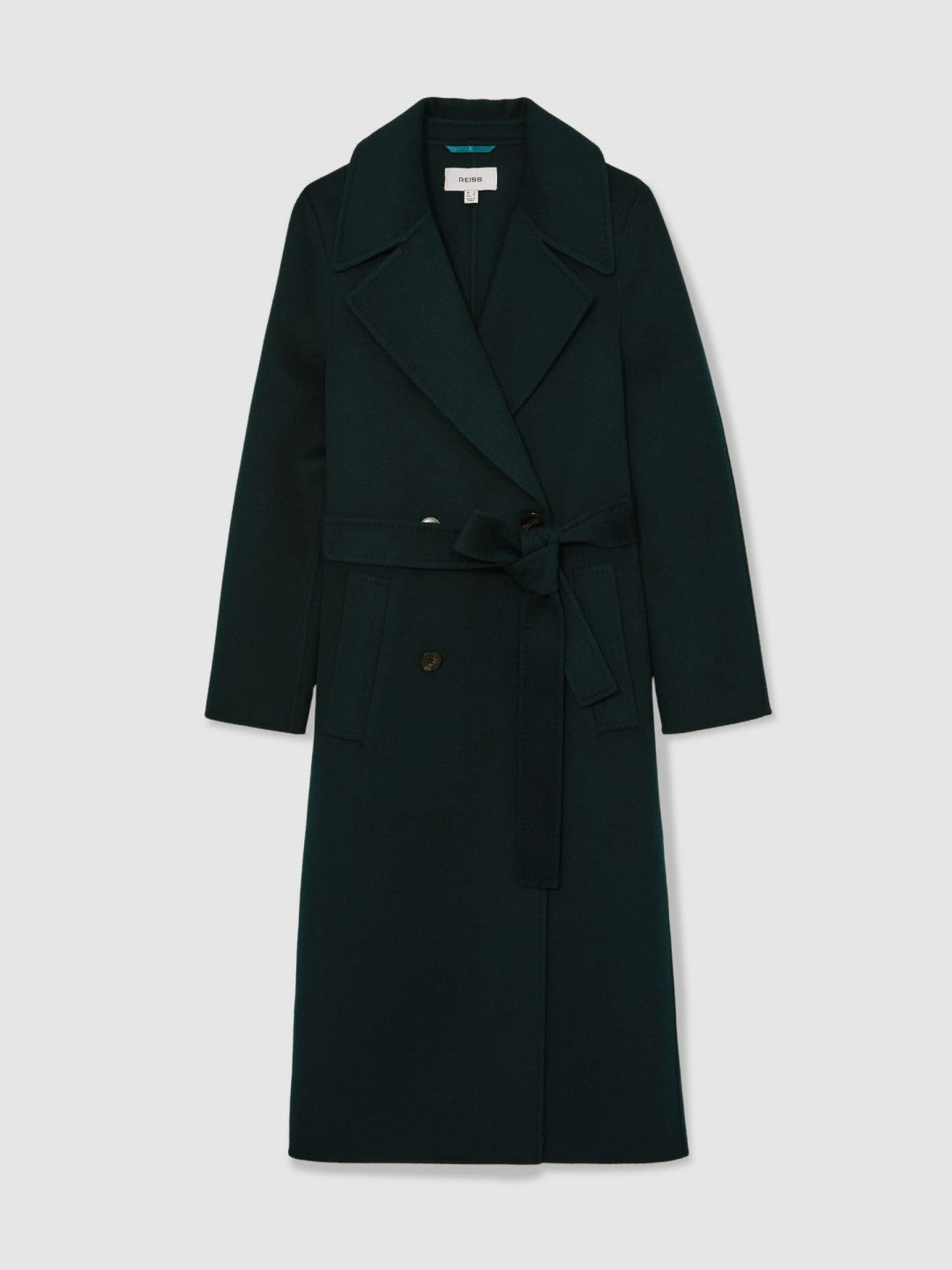 Double-Breasted Blindseam Coat Wool-Blend in Green Women | Reiss