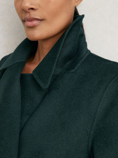 Double-Breasted Blindseam Coat Wool-Blend in Green Women | Reiss