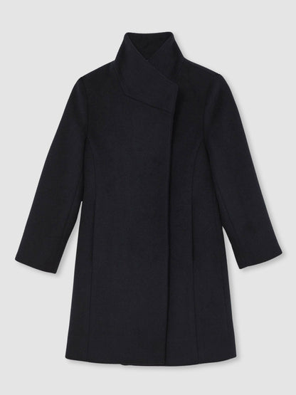 Wool-Blend Funnel-Neck Coat in Navy Children & Baby | Reiss