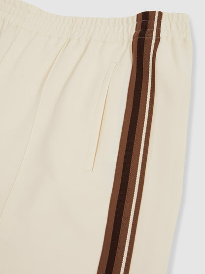 Side-Stripe Wide-Leg Trousers in Cream Women | Reiss