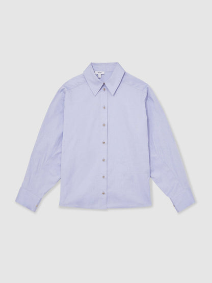 Cotton Button Through Oxford Shirt in Blue Women | Reiss