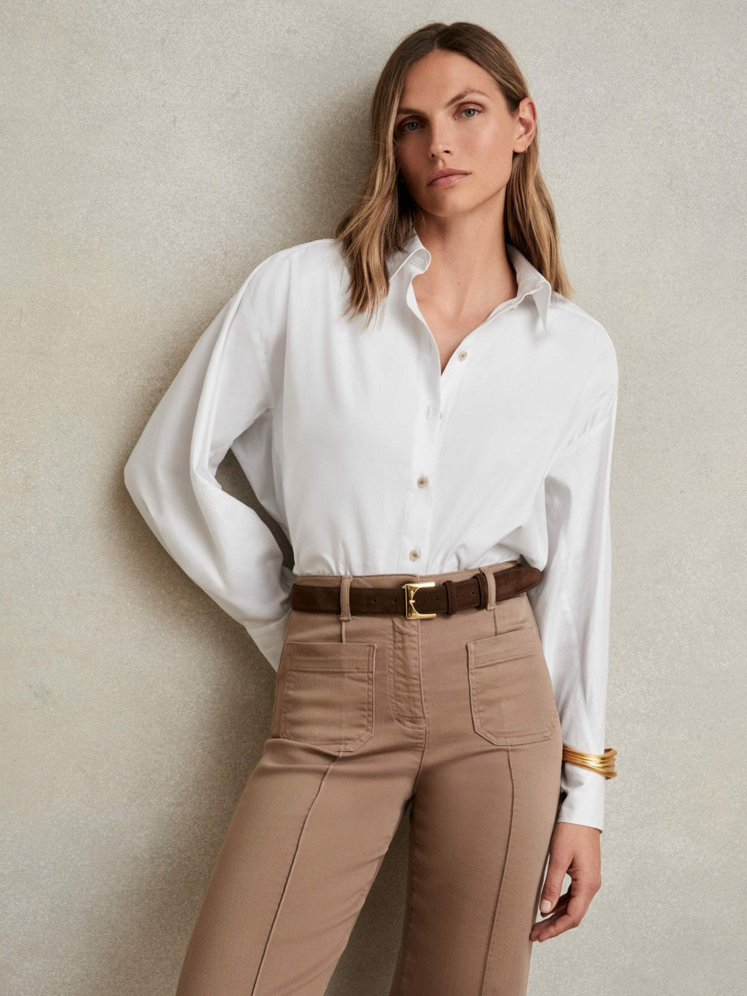 Cotton Button Through Oxford Shirt in White Women | Reiss