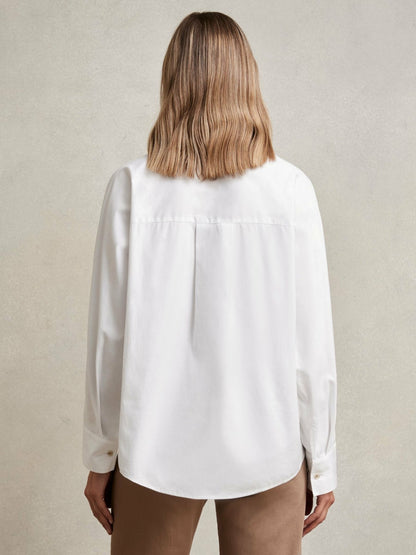 Cotton Button Through Oxford Shirt in White Women | Reiss