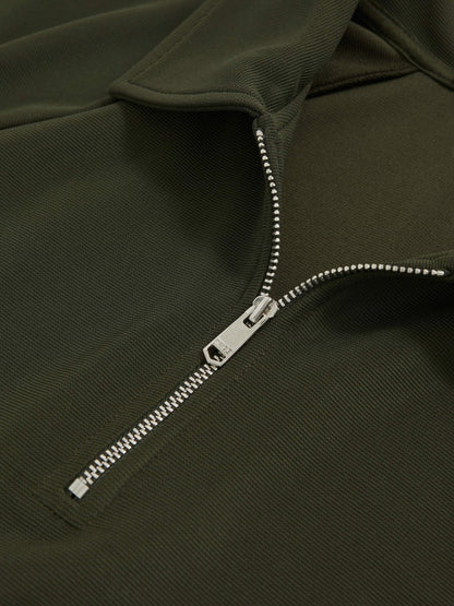 Textured Raglan Half-Zip Polo Shirt in Green Men | Reiss