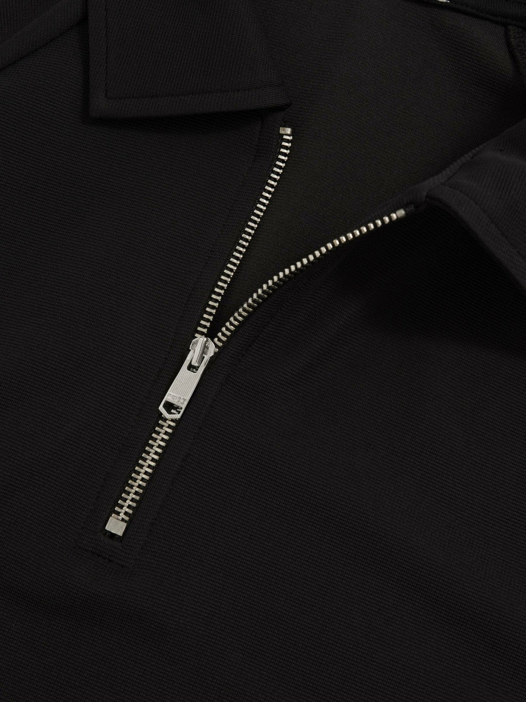 Textured Raglan Half-Zip Polo Shirt in Black Men | Reiss