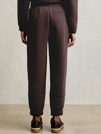 Tapered Elasticated-Waist Joggers in Plum Women | Reiss