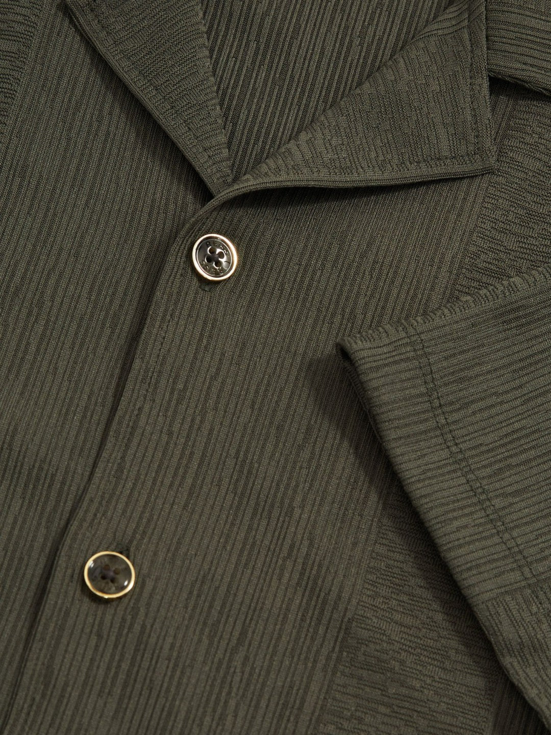 Jacquard-Stripe Cuban-Collar Shirt in Dark Green Men | Reiss