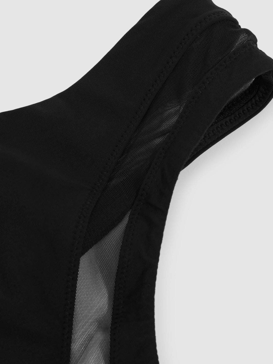 One Shoulder Mesh Panel Swimsuit in Black Women | Reiss